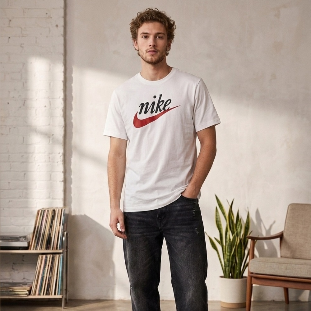 Nike Cream Tee with Gray Logo